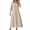 Beige#125, variant on Women Dresses Solid Color Loose 3/4 Sleeve V Neck A-Line Midi Sundress Woman Handsome Casual Daily Party Dress,Black,Xxl