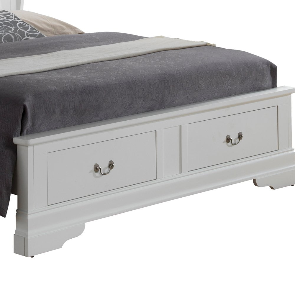 Glory Furniture Louis Phillipe King Storage Bed in White Color