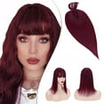 thumbnail image 1 of Hair Toppers With Bangs Clip In Crown Topper For Women Top Hairpieces Human Hair Silk Base Toupee Wiglet Replacement Remy Topper On Closure Hair Extensions 16 Inch 50g #99J Wine Red, 1 of 6