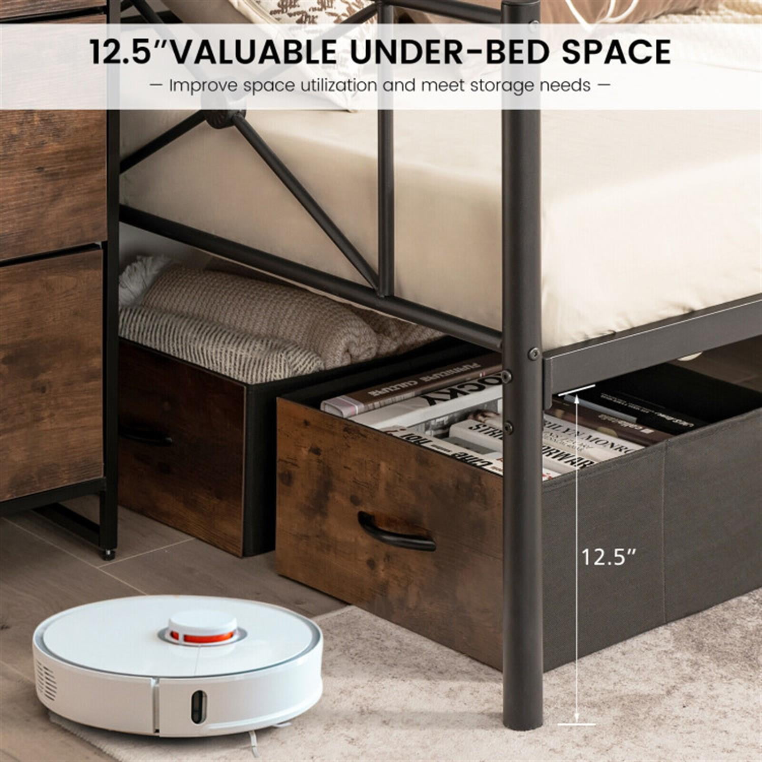 Demi Bonn Metal Daybed Frame Twin Size with Slats, Modern Bed Frame for Teens, Black