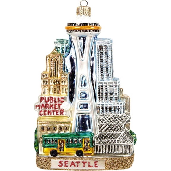 Seattle Washington Landscape Polish Glass Christmas Ornament Travel Decoration