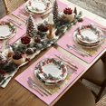 thumbnail image 5 of mubwai Christmas Placemats 12x18 Inch Set of 4, Xmas Trees Snowflakes Winter Seasonal Holiday Farmhouse Kitchen Dining Table Decoration for Indoor Outdoor Dinner Party Décor (Pink) GP128-18, 5 of 7
