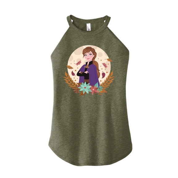 Frozen - Fall - Anna & Leaves - Juniors High Neck Tank Top