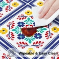 thumbnail image 4 of Round Fitted Tablecloth with Elastic Edge, 100% Waterproof Oil Proof Plastic Table Cover, Vinyl Flannel Backed Tablecloth Fits 36"-44" Round Tables for Dinner, Outdoor, Picnic, Black, 4 of 6