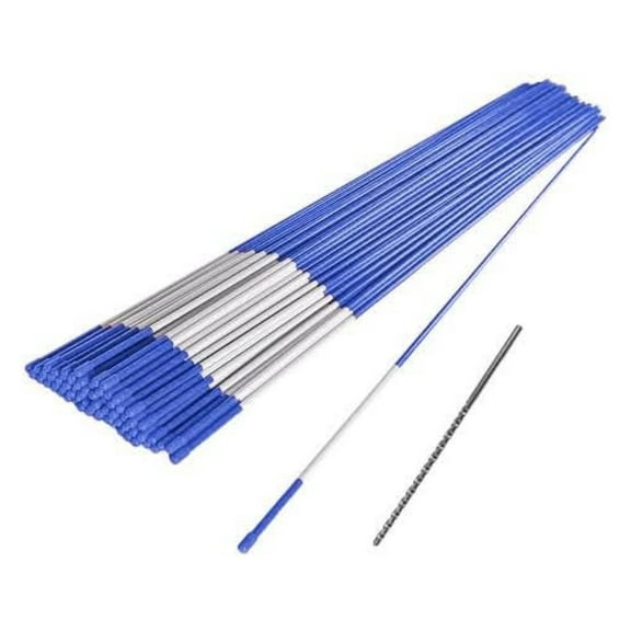 100 PCS Blue Inch Driveway Markers 5/16 Inch - with 12" Install Drill Bit, Snow Stakes, Snow Plow Markers, Snow Poles, Rods