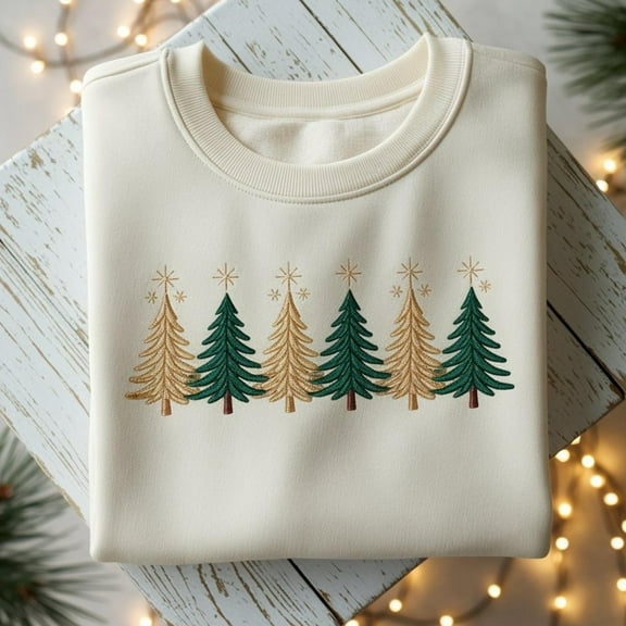 Christmas Tree Embroidered Sweatshirt, Christmas Tee for Women, Christmas Tree Tshirt, Merry Christmas Shirt, Holiday Sweater,Christmas Gift