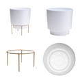 thumbnail image 5 of Bloem Hopson Decorative Resin Cachepot with Metal Stand, 10" Indoor and Outdoor Planter with Gold Metal Stand, White, 5 of 5