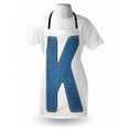 thumbnail image 3 of Letter K Apron Alphabet Font Denim Style Blue Jean Texture Capitalized Character K Illustration, Unisex Kitchen Bib Apron with Adjustable Neck for Cooking Baking Gardening, Blue Yellow, by Ambesonne, 3 of 3