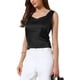 thumbnail image 4 of INSPIRAR CHIC Top de Satén sin Mangas para Mujeres, Camiseta de Seda Casual con Escote en V, Talla 2XL, Negro, 4 of 6