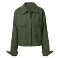 thumbnail image 2 of Mooqilaa Womens Trucker Jackets, Corduroy Button Front Collared Fashion Outerwear for Women Army Green Size M, 2 of 7