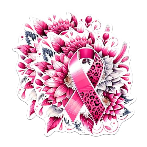 (2 Pack) Pink Cheetah Ribbon Breast Cancer Awareness Magnets - 5 Inches On Longest Side - Premium Magnet - for Cars, Refrigerators, Toolboxes - Made in USA - MAG2095