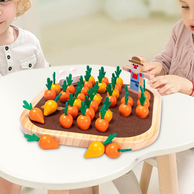Wood Carrot Harvest Chess Set Early Educational Interaction Toy for Toddler Yotijar Juego de cosecha de zanahorias