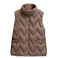 thumbnail image 4 of Women's Lightweight Down Vest, Sleeveless Quilted Puffer Jacket with Cotton Blend Shell, Warm Winter Insulated Vest, Slim Fit Casual Sleeveless Coat for Women, Cold Weather Thermal Vest Coffee XXXXL, 4 of 4