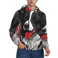 thumbnail image 2 of Picia Independence Day Collie Pattern Casual Men's Hoodie - Lightweight Hooded Sweatshirt with Kangaroo Pocket, Comfortable Pullover for Everyday, Travel-Medium, 2 of 7