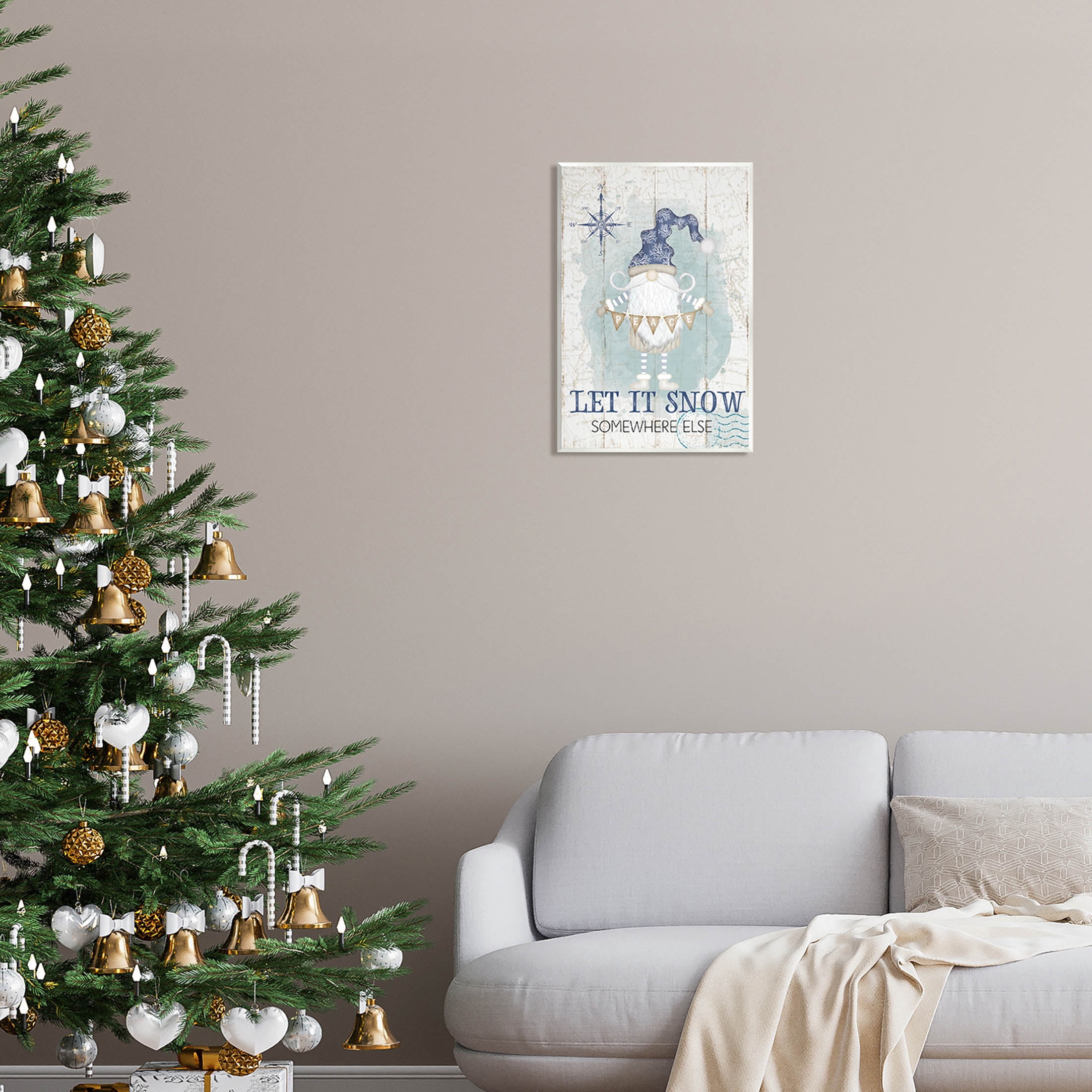 Stupell Industries Let It Snow Somewhere Else Gnome Graphic Art Unframed Art Print Wall Art, Design by Jennifer Pugh