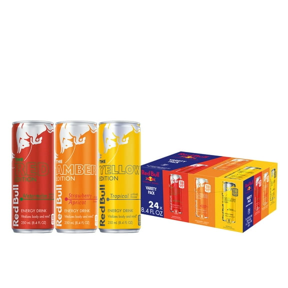 Red Bull Red, Amber, Yellow Edition Energy Drink Variety Pack, 8.4 fl. oz., Pack of 24 Cans