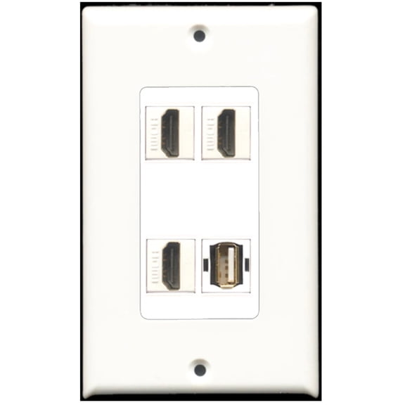 Ultra Spec Cables 3 Port HDMI 1 Port USB A-A Wall Plate DecorZ
