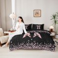 thumbnail image 4 of Manfei Cheetah Print Bowknot Twin Bedding Sets 7-Piece for Girls Women,Kids Teens Bling Crystal Sequins Bedding Comforter Set,Black Reversible,Super Cozy Room Decor, 4 of 7
