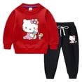 thumbnail image 3 of Hello Kitty estampado de dibujos animados para niños más suéter de terciopelo + pantalones gruesos ropa informal cálida de dos piezas para niños y niñas, 3 of 5