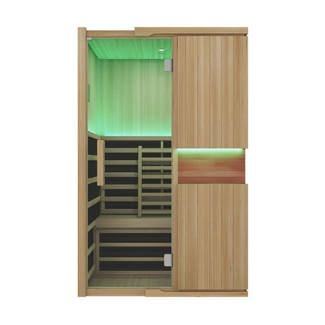 Blisspod Sauna à spectre complet pour 2 personnes, pruche, faible EMF, 6 infrarouges lointains, chauffage rouge et chromothérapie