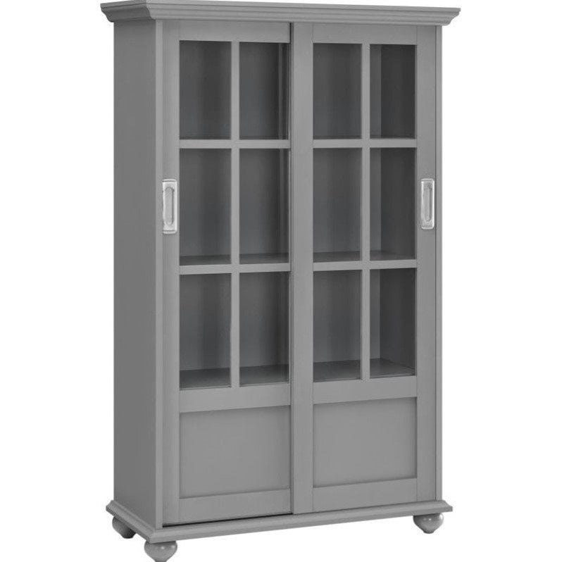Altra Furniture Aaron Lane 4 Shelf Glass Door Bookcase In Soft