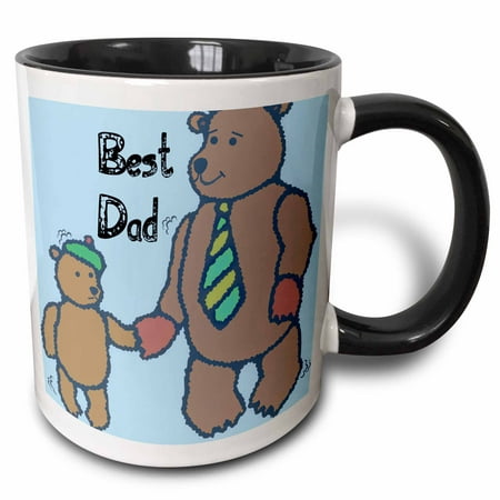 3dRose Best Dad Bears - Fathers Day - Cute Art - Two Tone Black Mug,