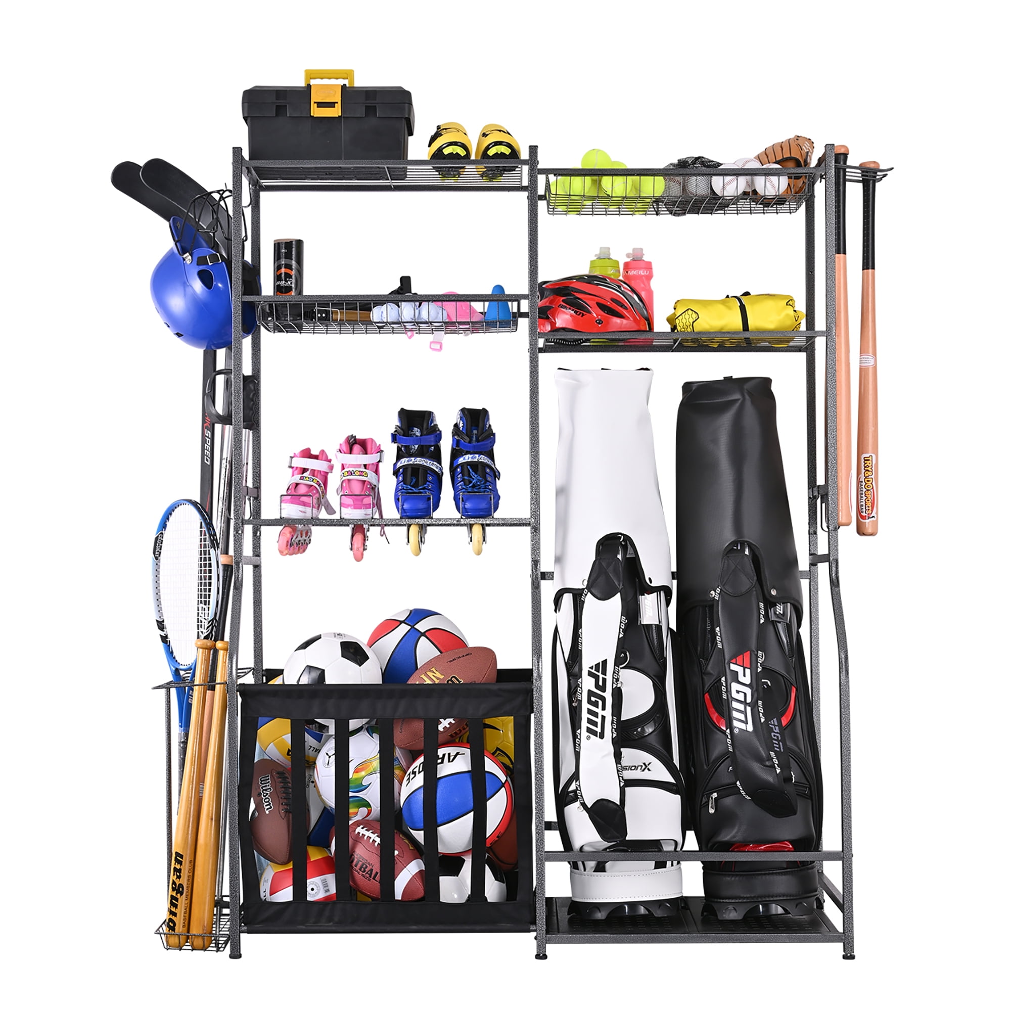 Mythinglogic Golf Storage Garage Organizer,2 Golf Bag Storage Stand and