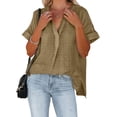 thumbnail image 4 of SAYOO , camisetas de manga corta para mujer, Color sólido/estampado, verano, cuello en V, blusas casuales sueltas, blusa, ropa de calle SAYOO Moda, 4 of 9