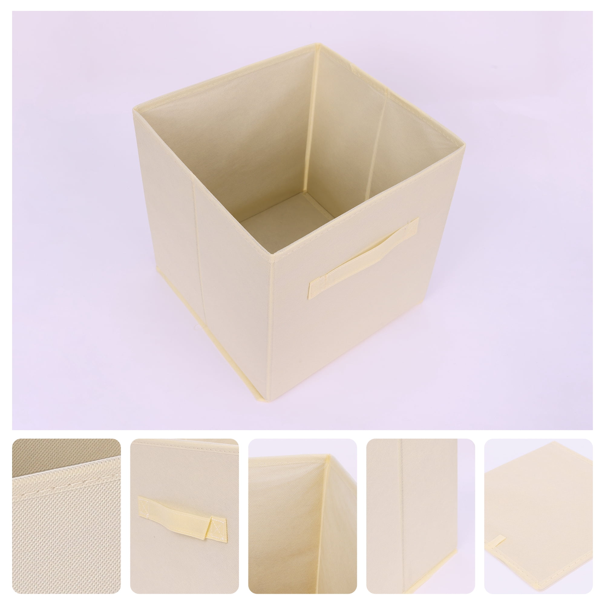 Unique Bargains Fabric Storage Cube Storage Bin Beige 11*10.6*10.6in