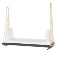 thumbnail image 4 of Hanging Porch Swing Bench with Cushion&Pillows, 10.8Ft Hemp Ropes for Garden,Backyard, Lawn, 4 of 5
