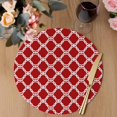 thumbnail image 3 of Red Morocco Round 15 Inch Placemats Set of 8, Geometric Moroccan National Abstract Art HeatResistant Non Slip Place Mats for Dining Table, Wipeable Braided Kitchen Table Mats for Housewarming, 3 of 9