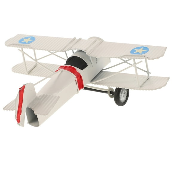 SHOWERORO Retro Style Airplane Model Iron Craft Plane White 1Set 6.3x5.1x2.2in