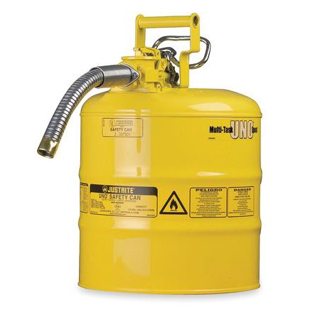 Justrite Laboratory Safety Cans - JUSTRITE 7220220 2 gal. Yellow Galvanized Steel Type II Safety Can, For Diesel