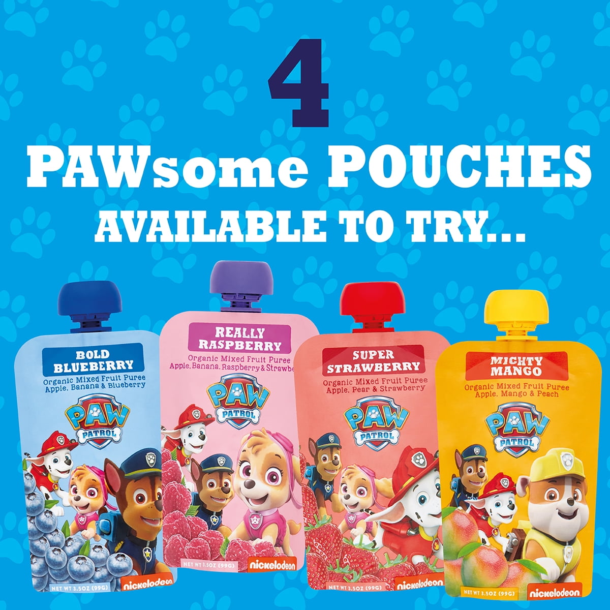 (6 pack) PAW Patrol Super Strawberry Organic Mixed Fruit Puree, 3.5 oz Toddler Snack