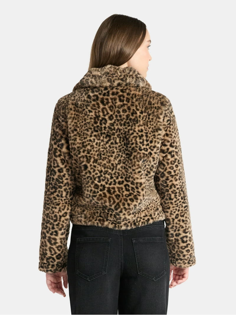 No Boundaries Faux Fur Jacket, Women's - Walmart.com