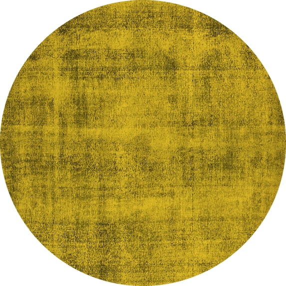 Ahgly Company Indoor Round Oriental Yellow Industrial Area Rugs, 6' Round