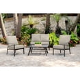 thumbnail image 5 of Hanover Cortino 4-Piece Commercial-Grade Patio Seating Set with 2 Cushioned Club Chairs, Loveseat, and Slat-Top Coffee Table, 5 of 10