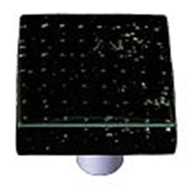 Bubbles Black Rectangle Glass Cabinet Pull - Aluminum Post