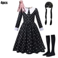 thumbnail image 4 of Disfraz de película de Halloween para niña, traje gótico de manga larga con estampado de Merlina Addams para fiesta de carnaval, 2024, 4 of 5