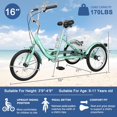 thumbnail image 3 of FICISOG 16" Kids Trike Tricycle for Boys, 1-Speed 3 Wheel Bikes for Beginner Riders, Child Cruiser Bike with Adjustable Height and Rear Basket, 3 of 9