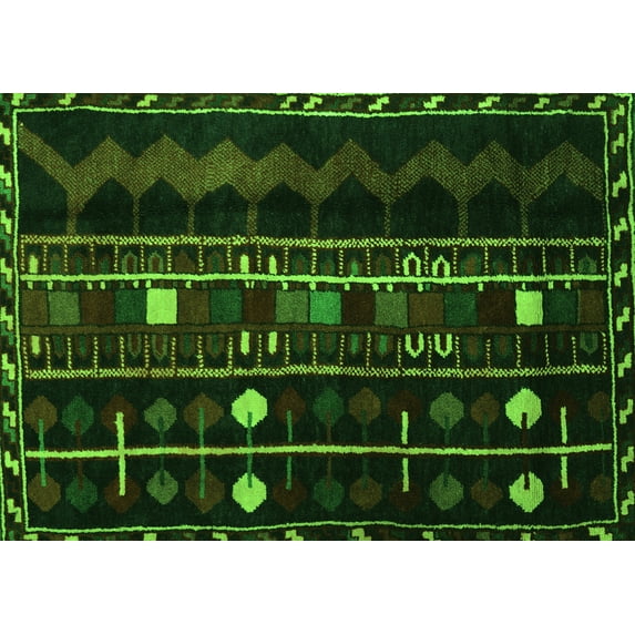 Ahgly Company Indoor Rectangle Southwestern Green Country Area Rugs, 2' x 5'