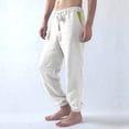 thumbnail image 2 of Men Fleece Cargo Sweatpants Casual Drawstring Athletic Workout Joggers Sweat Pants With Pockets White M, 2 of 7