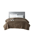thumbnail image 3 of Serta Ribbed Micro Fleece Heated Blanket, Twin, Brown, 3 of 12
