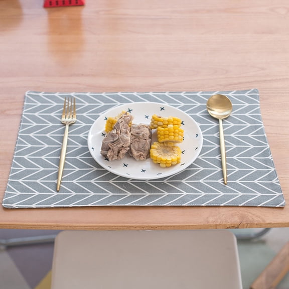Placemats Cotton Linen 12x18in Place Mats Thicken Heat Resistant Dining Table Pad-Light Grey-Set Of 2