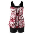 thumbnail image 5 of Staron Women's Modest Swimsuit Two Piece Tankini Set with Shorts Floral Print Beach Vacation Swimwear, Red XXL, 5 of 6