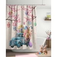 thumbnail image 4 of Easter Eggs Shower Curtain Blue Truck Easter Shower Curtains for Bathroom Butterfly Flower Pink Cherry Blossom Bath Curtains Sets for Spring Easter Bathroom Decor Waterproof Small Stall 36" X 72", 4 of 6