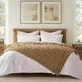 thumbnail image 5 of EVERGRACE Luxurious Soft Faux Rabbit Fur Throw Blanket, Cozy Fuzzy Plush Warm Throws for Couch Bed Sofa Chair Home Decor, Ruched Bubble Fluffy Blanket with Reversible Velvet, 50"" x 60"", Camel, 5 of 8