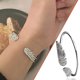 thumbnail image 1 of Pulsera Abierta Ganfancp con Incrustaciones de Diamantes Angel W-Ings Liquidación 1X, 1 of 7