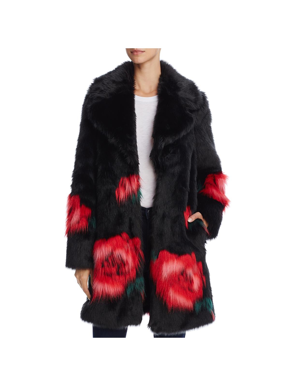GUESS - Guess Womens Melanie Winter Warm Faux Fur Coat Black L ...