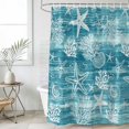 thumbnail image 4 of Shower Curtain Teal Green Coral Shell Starfish Bathroom Curtains with Hooks, Waterproof Fabric Grey Summer Ocean Conch Bath Shower Curtains Set for Bathroom Bathtubs Decor 72x72 Inch, 4 of 9